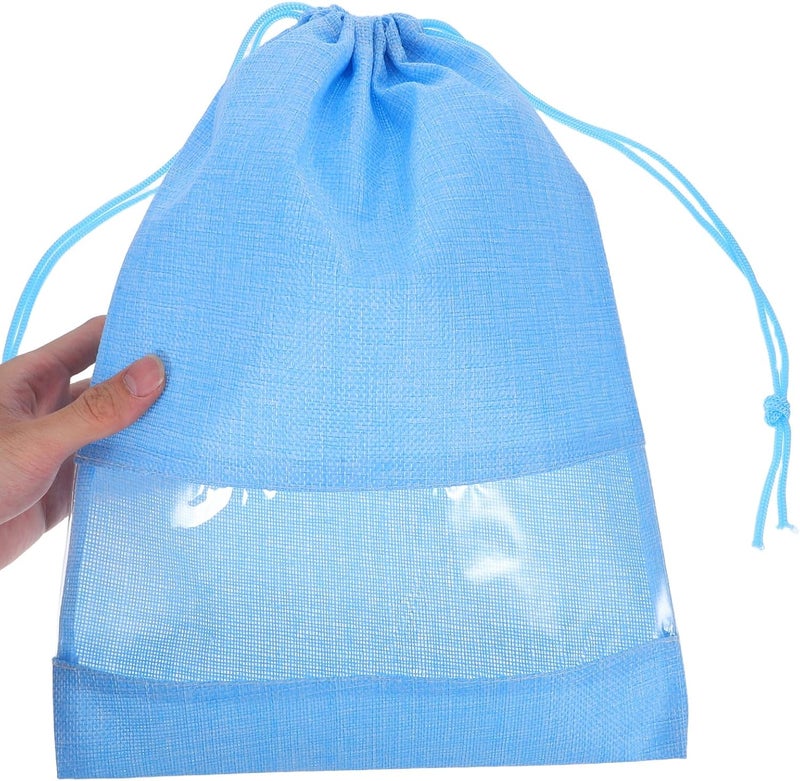 iplusmile 6pcs Linen Travel Shoe Bags with Window Foldable Dustproof Shoe Storage Pouches for Luggage Packing Organizer for Men and Women - Image 4