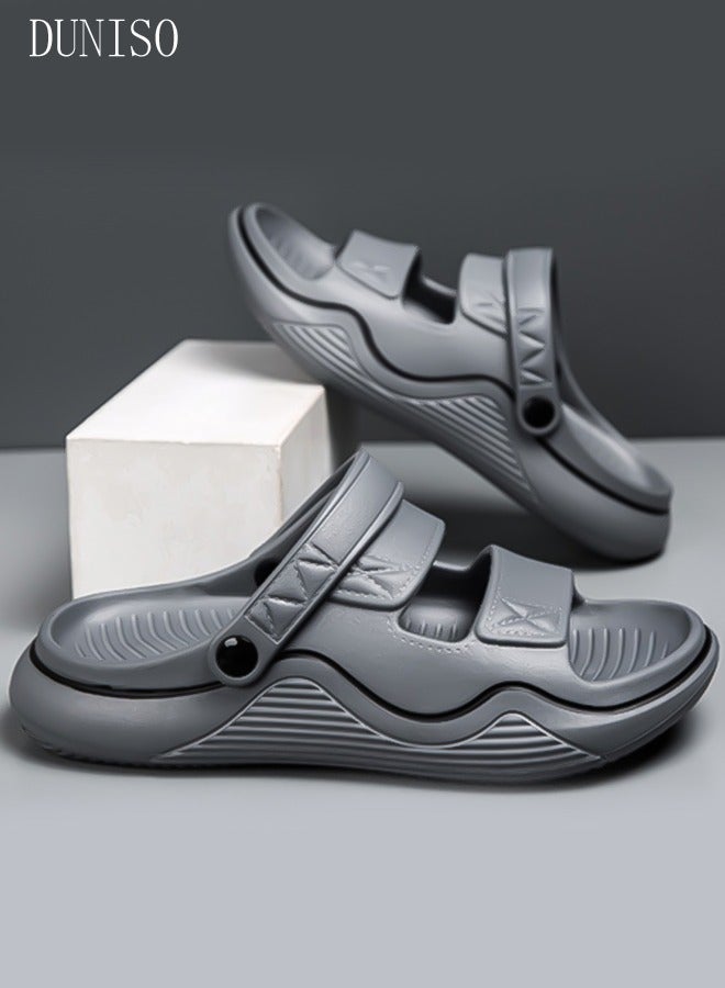 DUNISO Men's slippers Summer Sandals Lightweight Slide Sandal with Non-slip Soles Thick Sole Beach Slipper Breathable Slip-on Sandal House Flat Slipper for Pool Beach Yard Kitchen Shower - Image 2