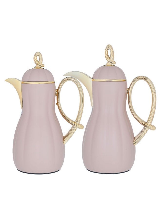 Alsaif Gallery Arwa Al Saif Gallery Thermos Set, 2 Pieces - Light Brown 
