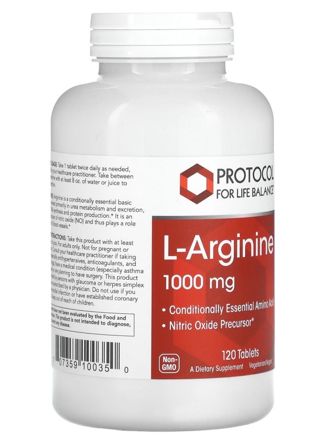 Protocol For Life Balance L-Arginine 1000 mg 120 Tablets - Image 2