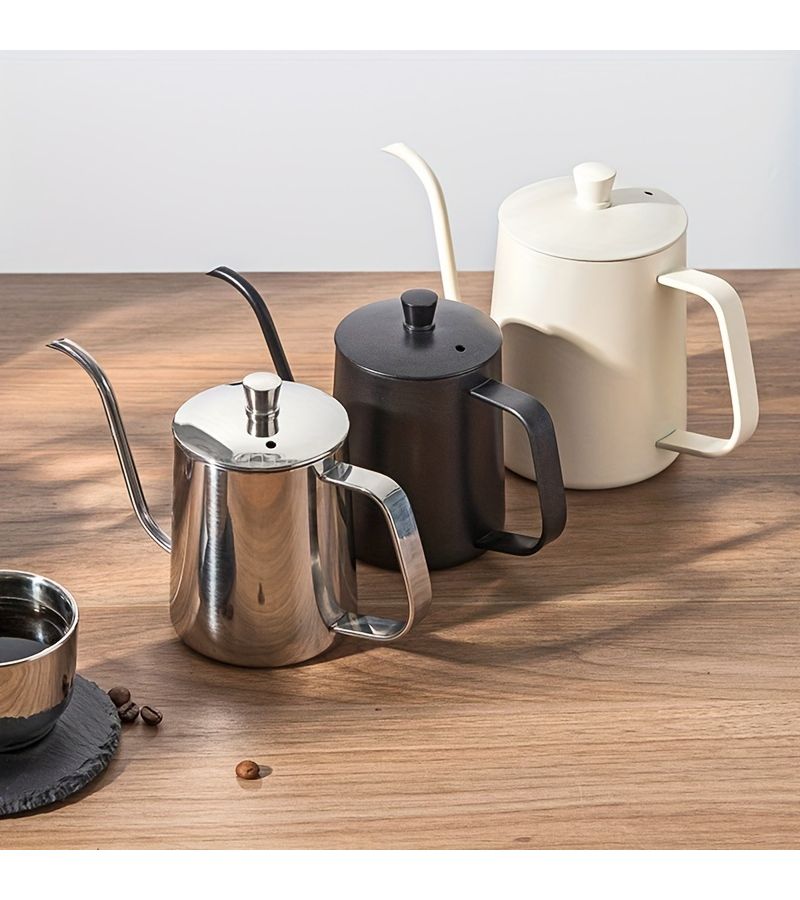 Silvery 350ml Stainless Steel Gooseneck Coffee Pot Fine Spout Pour Over Kettle Kitchenware Household Supplies - Image 5