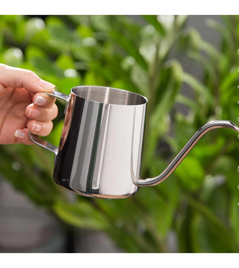 Silvery 350ml Stainless Steel Gooseneck Coffee Pot Fine Spout Pour Over Kettle Kitchenware Household Supplies - Image 4