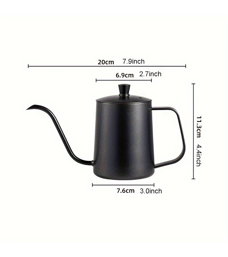 Silvery 350ml Stainless Steel Gooseneck Coffee Pot Fine Spout Pour Over Kettle Kitchenware Household Supplies - Image 3