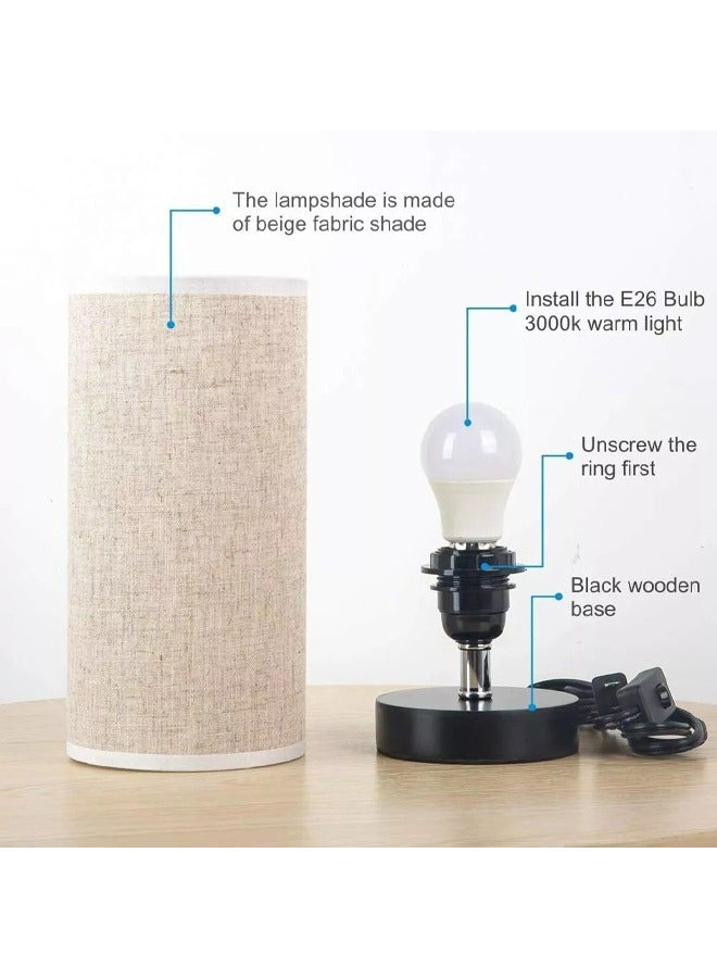 Bolivia's Bedside Table Lamp - Modern Simple Bedroom Lamps with Fabric Shade Reading Nightstand Lamps for Living Room Kids Room College Dorm Office - Image 2