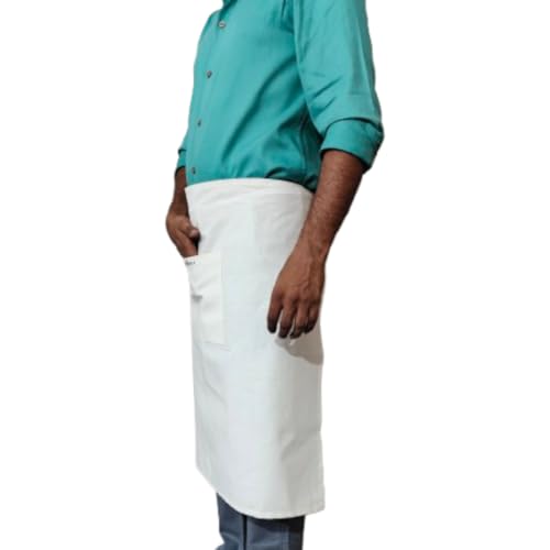 MAKSTILE Unisex Cotton Waist Apron with Front Pocket - Half Apron for Hotel Staff, Waiters, Restaurant, Kitchen, Mechanic, Tool Use - 27x25 Inches(White) - Image 5