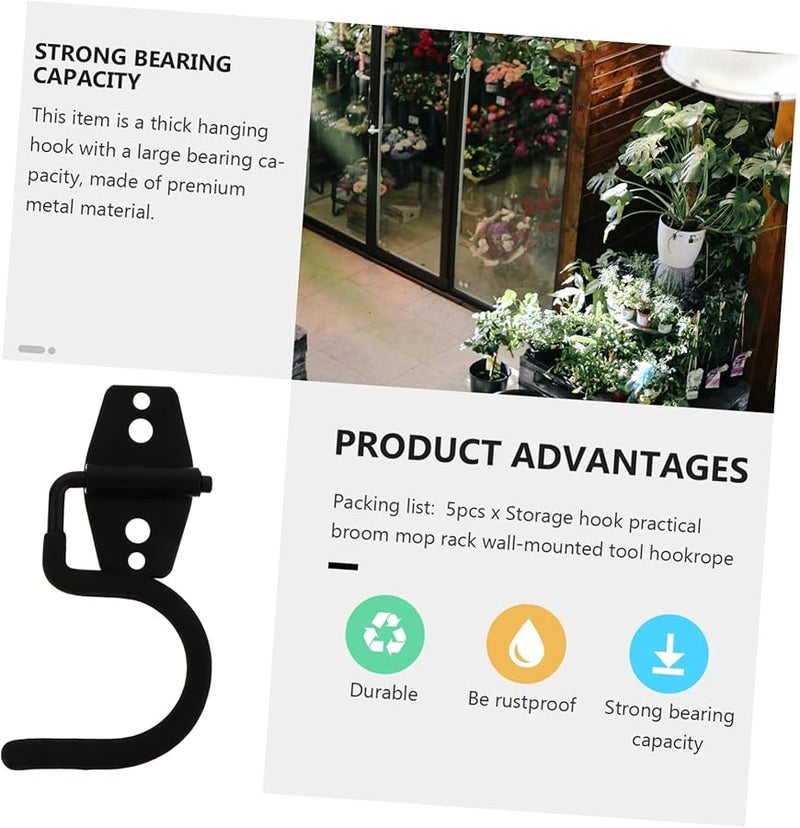 Heavy Duty Wall Mounted Broom Mop Holder Garden Tool Organizer Black - Image 4