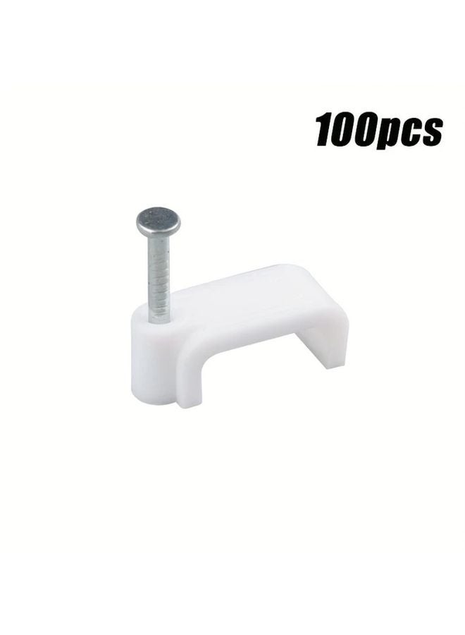 100pcs White Nylon Cable Clamps Square Steel Wire Organizers For Telephone Network Pipe - Image 1