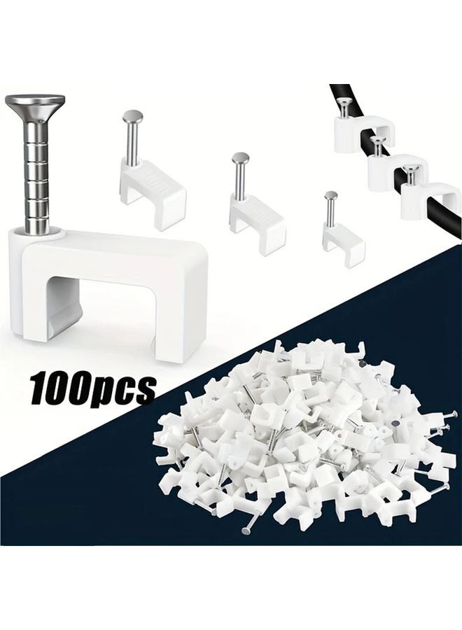 100pcs White Nylon Cable Clamps Square Steel Wire Organizers For Telephone Network Pipe - Image 2