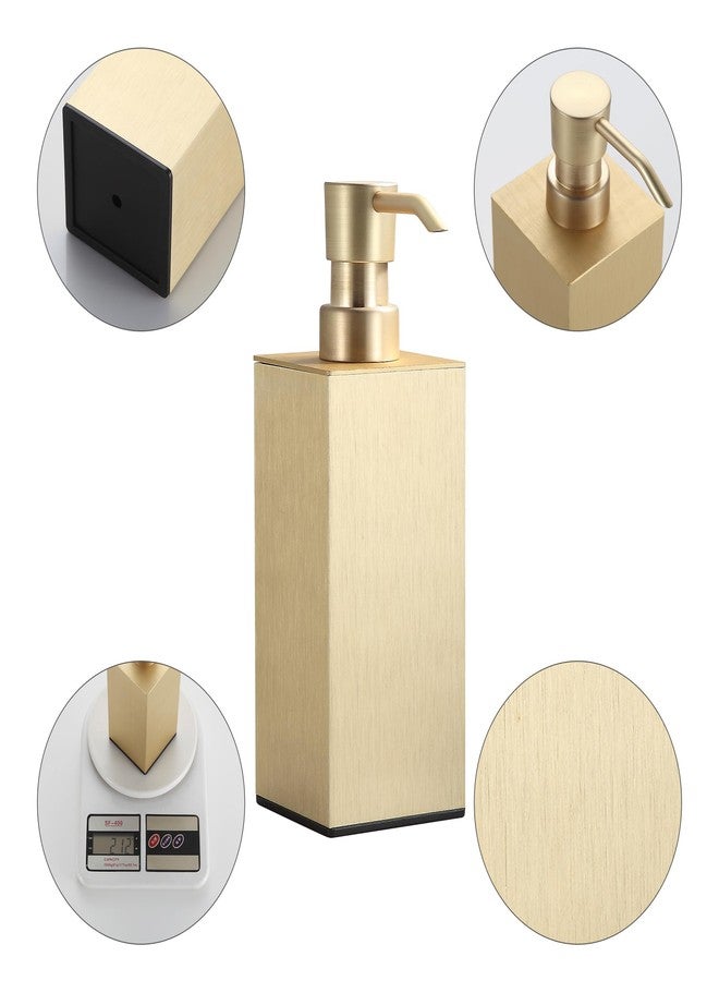 BGL Soap Dispenser Brushed Brass, Refillable Square Soap Dispenser with Premium Aluminium, Rustproof Countertop Soap Dispenser for Bathroom, Kitchen, Home, Hotel - 240 ML - Image 2