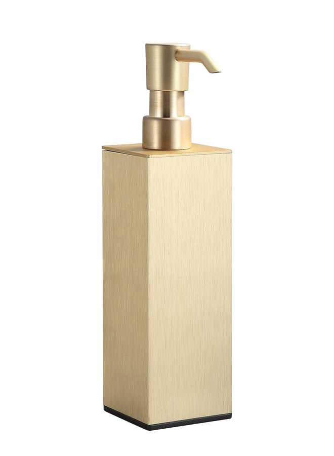 BGL Soap Dispenser Brushed Brass, Refillable Square Soap Dispenser with Premium Aluminium, Rustproof Countertop Soap Dispenser for Bathroom, Kitchen, Home, Hotel - 240 ML - Image 1