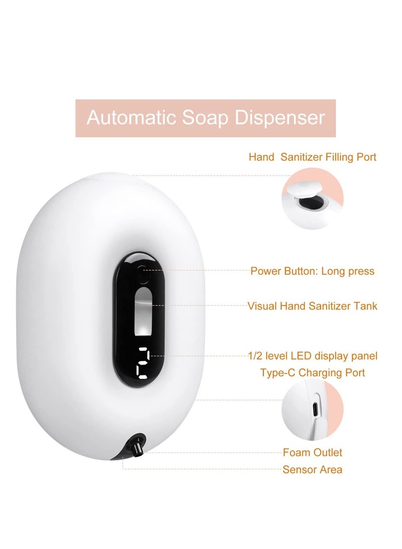 Automatic Foaming Soap Dispenser Wall-Mounted Rechargeable Touchless Sensor Soap Dispenser 2 Levels of Adjustable Foam Amount for Kitchen Bathroom Hotel 280ml 9.5oz White - Image 4