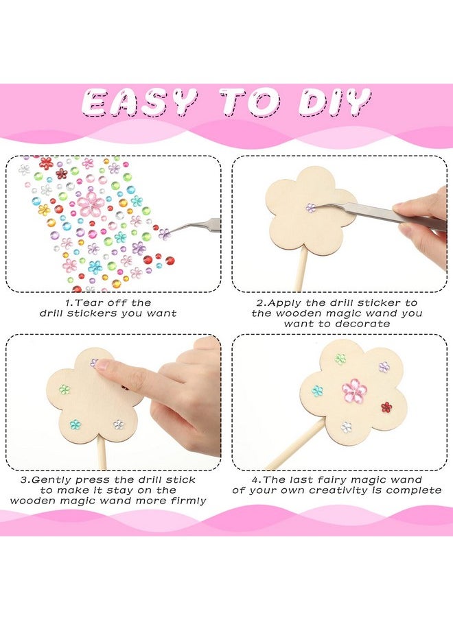 Cindeer - 42 Pcs Princess Fairy Wands Kit Include 36 Pcs Wooden Unfinished Wand Diy Princess Wand With 6 Sheet Colorful Diamond Sticker For Girls Make Your Own Princess Wand Cosplay Costume Party Favor - Image 1