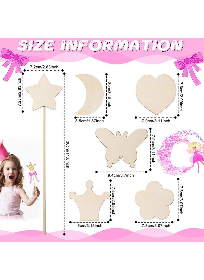 Cindeer - 42 Pcs Princess Fairy Wands Kit Include 36 Pcs Wooden Unfinished Wand Diy Princess Wand With 6 Sheet Colorful Diamond Sticker For Girls Make Your Own Princess Wand Cosplay Costume Party Favor - Image 1
