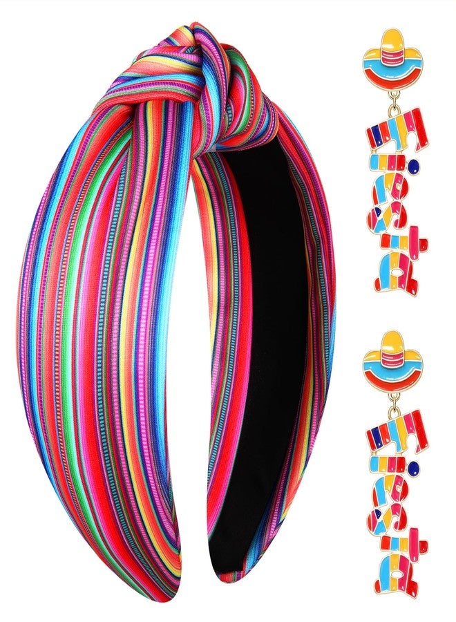YAHPERN Mexican Headband for Women Cinco De Mayo Headband Fiesta Pinata Cactus Sombrero Chili Knotted Headbands Wide Top Knot Headbands Mexican Holiday Hair Accessory Party Favors Gifts - Image 1