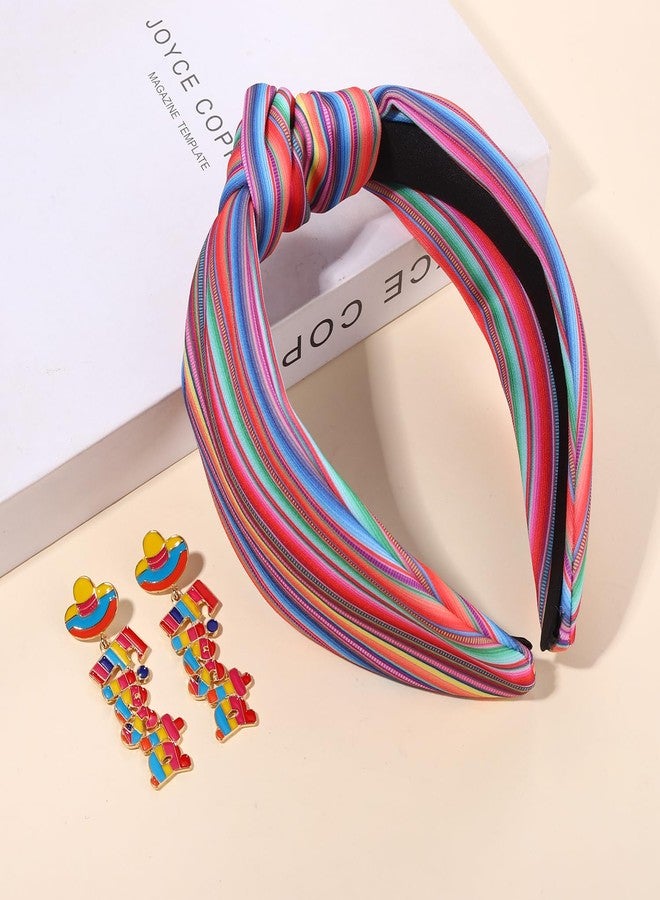 YAHPERN Mexican Headband for Women Cinco De Mayo Headband Fiesta Pinata Cactus Sombrero Chili Knotted Headbands Wide Top Knot Headbands Mexican Holiday Hair Accessory Party Favors Gifts - Image 5