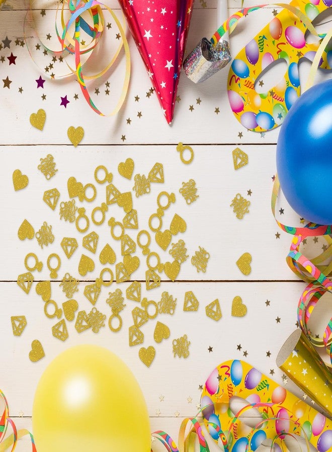 Helewilk She Said Yes Confetti, Just Engaged, Happy Engagement Proposal Party Supplies Favor, Gold Glitter Diamond Ring Table Decorations Scatters, 120 Pcs - Image 5