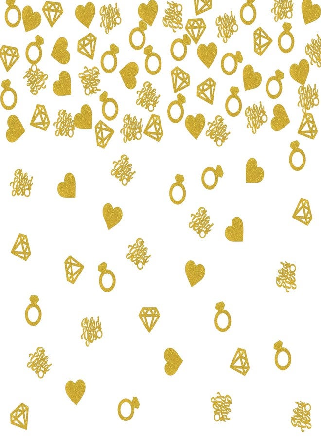 Helewilk She Said Yes Confetti, Just Engaged, Happy Engagement Proposal Party Supplies Favor, Gold Glitter Diamond Ring Table Decorations Scatters, 120 Pcs - Image 1