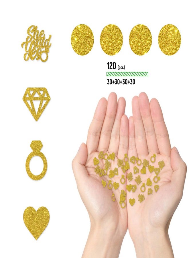 Helewilk She Said Yes Confetti, Just Engaged, Happy Engagement Proposal Party Supplies Favor, Gold Glitter Diamond Ring Table Decorations Scatters, 120 Pcs - Image 3