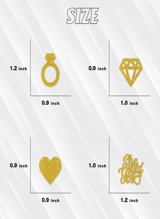 Helewilk She Said Yes Confetti, Just Engaged, Happy Engagement Proposal Party Supplies Favor, Gold Glitter Diamond Ring Table Decorations Scatters, 120 Pcs - Image 2
