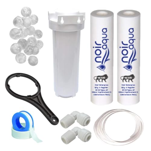 Noir Aqua Pre Filter Set for All Types of RO Water Purifier with 2pcs PP Spun Filter, External Filter Set for Water Filter Purifier, 1/4" Pipe, Spanner, antiscalant Balls, Teflon Tape - Image 1