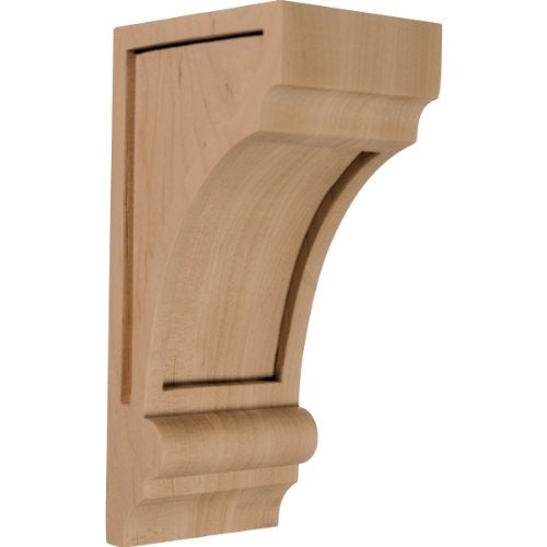 Ekena Millwork CORW03X04X08DIAL Diane Recessed Wood Corbels, 3 1/4"W x 4"D x 8"H, Alder - Image 1