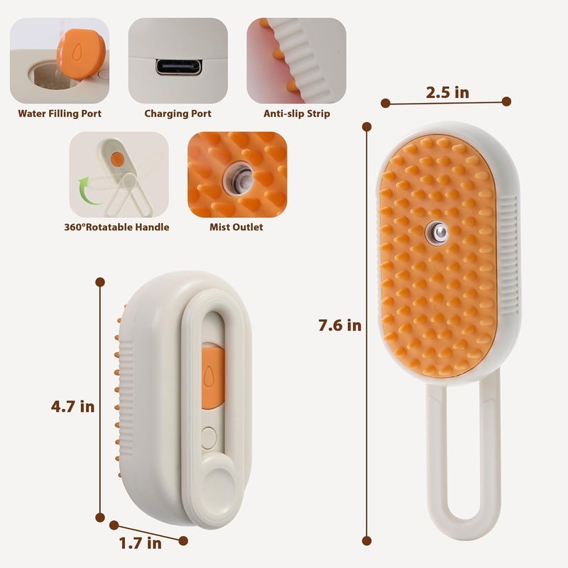 OUTDAZZLE- dog brush | Hair Brush For Dog |Cat | Pet Steam Brush | Pet Hair Remover |pet steam brush for dogs | Cat Comb Brush For Shedding, Hair Removal & Silicone Massage Comb - Image 5