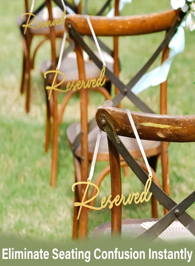 STOFINITY لافتات حجز المقاعد من ستوفينيتي جولد - 6 قطع لافتات حجز الصفوف لكراسي الزفاف، لافتة خشبية للكنيسة لتزيين حفل الزفاف - Image 3