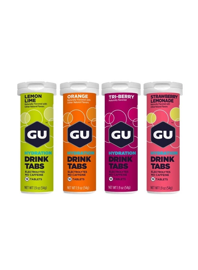 GU Energy Hydration Electrolyte Drink Tablets, Vegan, Gluten Free & Caffeine Free, Enhanced Endurance Sports Drink for Running, Cycling, Triathlon, 4-Count (48 Servings), Assorted Flavors - Image 1
