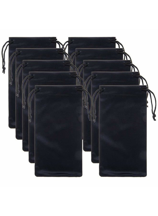 EMAAN 10 Pack - Microfiber Bag, Drawstring Bag Sunglasses Eyeglass Bag and Gadget Storage Bag (Black) - Image 1