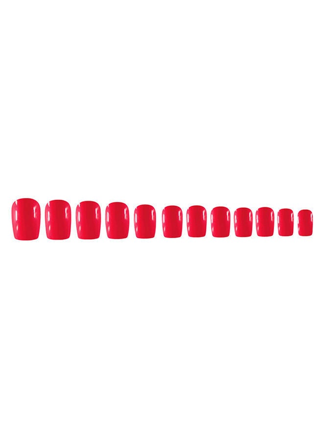 NIBEMINENT 24-Piece Natural French Short False Nail Tip Set Red - Image 2
