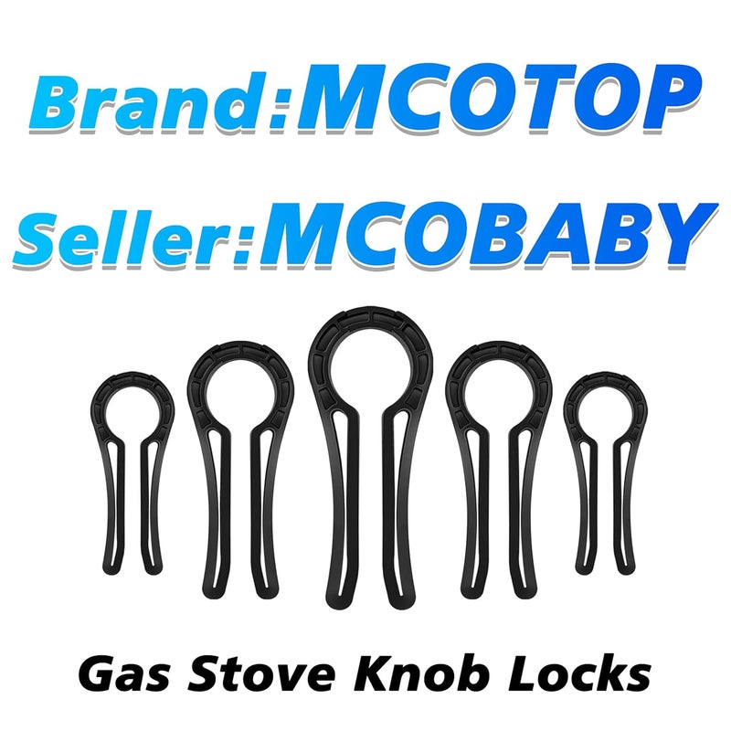 MCOTOP Store Gas Stove Knob Locks, Stove Knob Safety Covers for Child, Prevent Kids Pets from Turning on Stoves - Black-5 Pack - Image 2