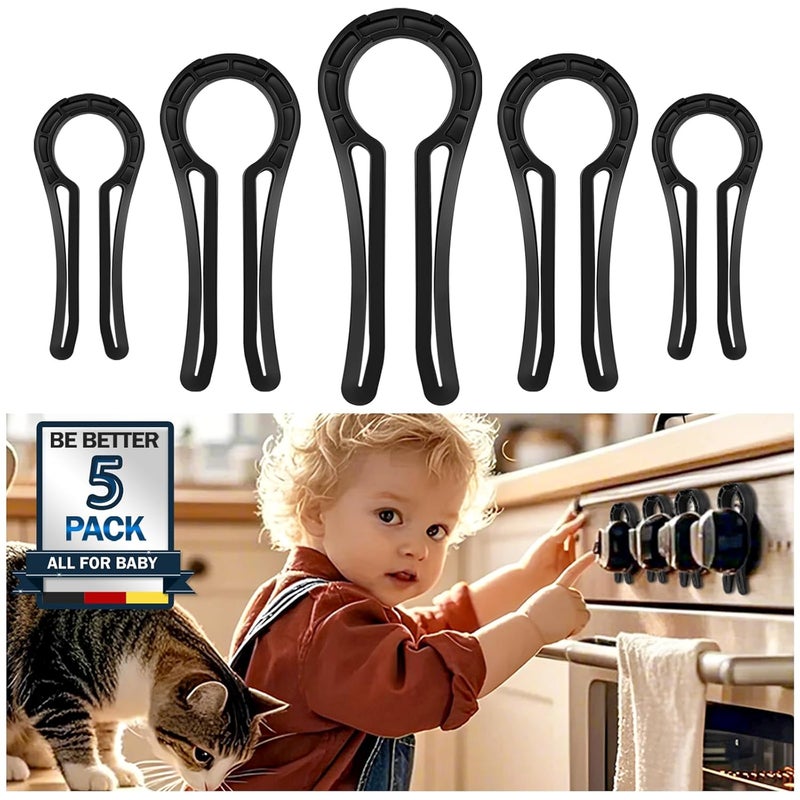 MCOTOP Store Gas Stove Knob Locks, Stove Knob Safety Covers for Child, Prevent Kids Pets from Turning on Stoves - Black-5 Pack - Image 1