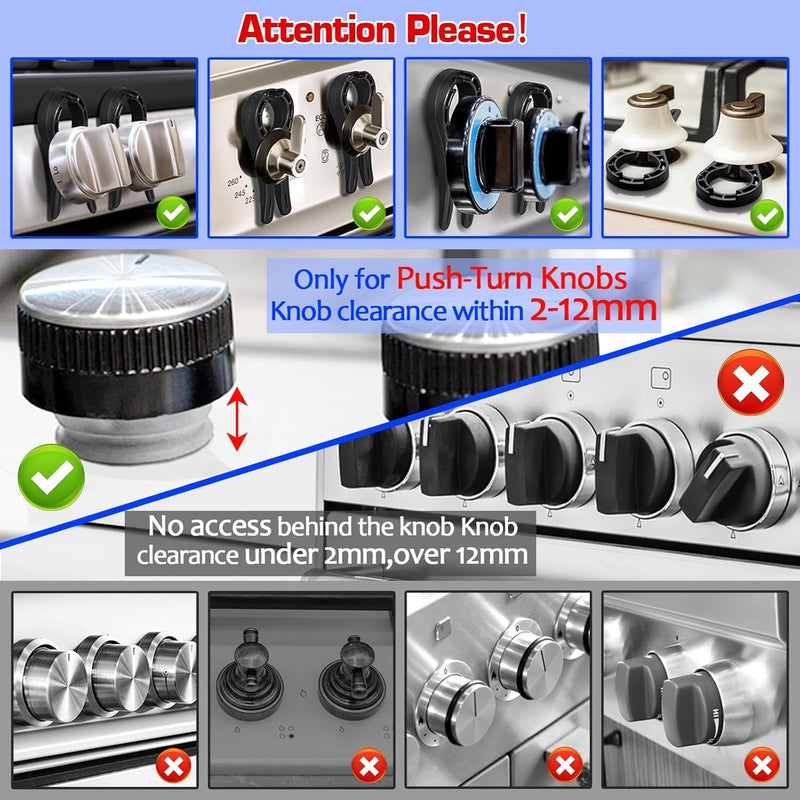 MCOTOP Store Gas Stove Knob Locks, Stove Knob Safety Covers for Child, Prevent Kids Pets from Turning on Stoves - Black-5 Pack - Image 3