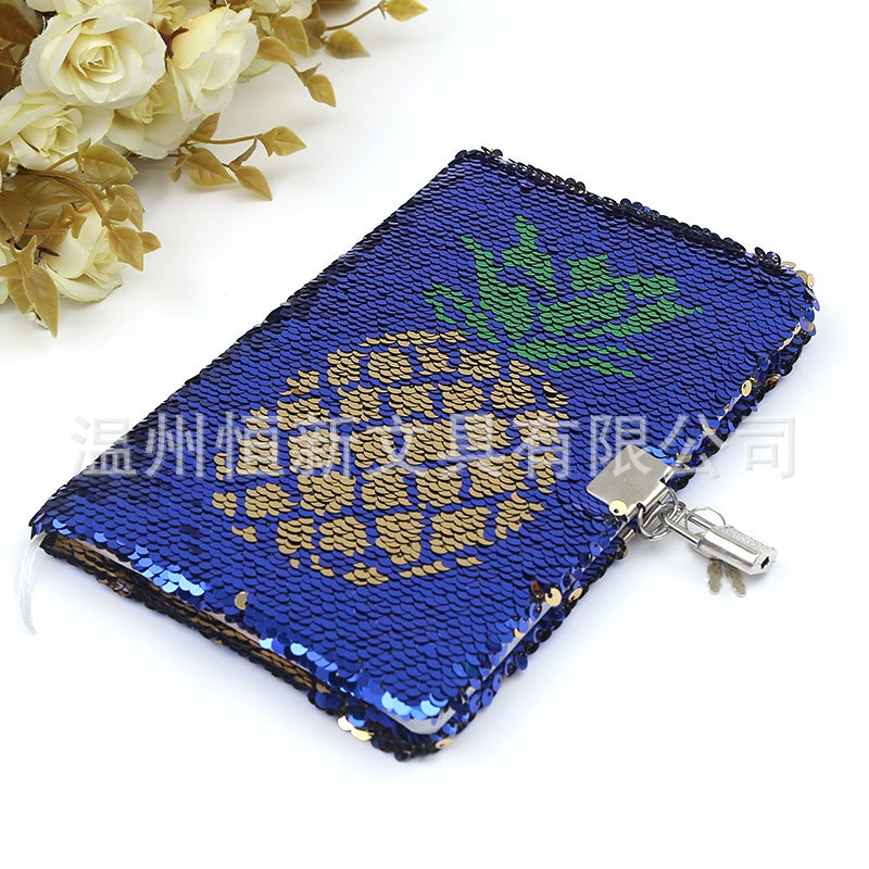 Sequin Cloth Fish Liner Laptop Flip Positioning Embroidered Mermaid Flamingo Unicorn Gift Book With Lock - Image 1