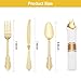 Bestluck 100 Pack Gold Plastic Silverware with Pre Rolled Napkins for 100 Guests Heavyweight Gold Disposable Utensils Sets Includes 300 Plastic Cutlery and 100 Napkins for Party Wedding - Image 4