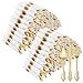 Bestluck 100 Pack Gold Plastic Silverware with Pre Rolled Napkins for 100 Guests Heavyweight Gold Disposable Utensils Sets Includes 300 Plastic Cutlery and 100 Napkins for Party Wedding - Image 1
