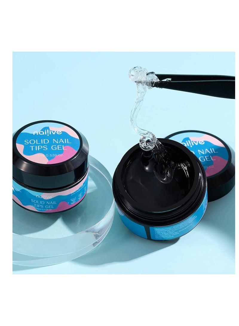 Nailive Solid Gel Glue for Nail Tips, 3 in 1 Glue Gel Curing Needed, 15 Ml - Image 2