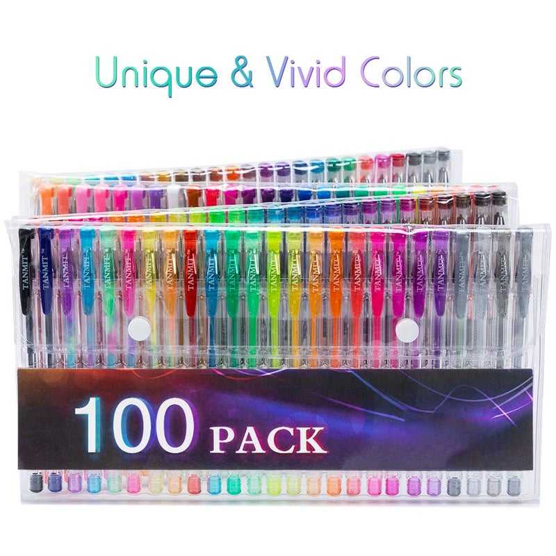 TANMIT 100 Coloring Gel Pens Set for Adults Coloring Books- Gel Colored Pen for Drawing, Writing & Unique Colors Including Glitter, Neon, Standard, Symhony, Milky & Metallic - Image 2