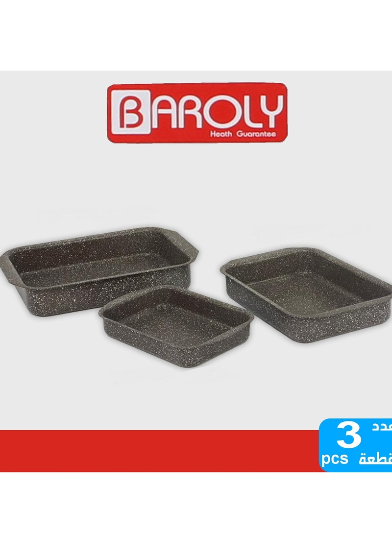 Baroly Set Of Rectangular Granite Oven Trays 3 Pieces  - Image 3
