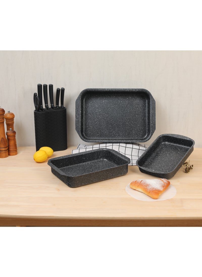 Baroly Set Of Rectangular Granite Oven Trays 3 Pieces  - Image 5