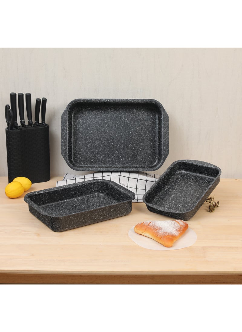 Baroly Set Of Rectangular Granite Oven Trays 3 Pieces  - Image 4