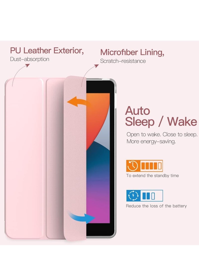 ELTRAZONE iPad 10.2 Case - Compatible with 9th Generation (2021), 8th Generation (2020), 7th Generation (2019) - Slim Translucent Hard PC Protective Smart Cover with Stand - Light Pink - Image 3