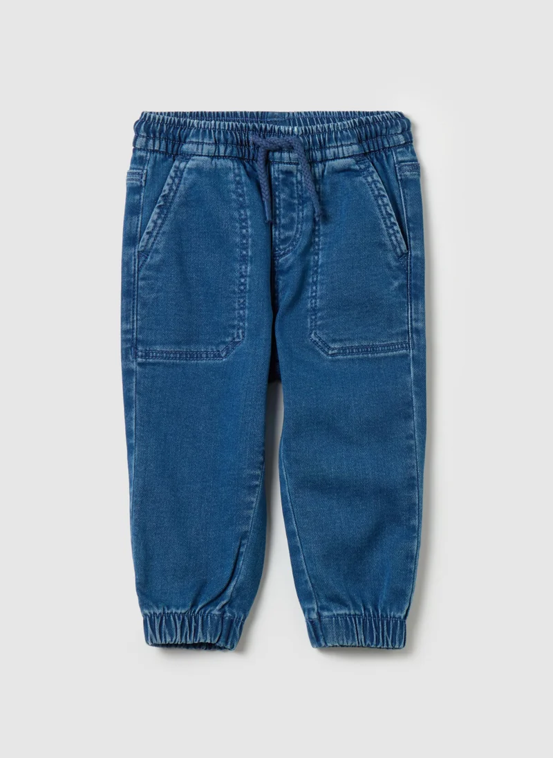 او في اس Denim joggers with drawstring