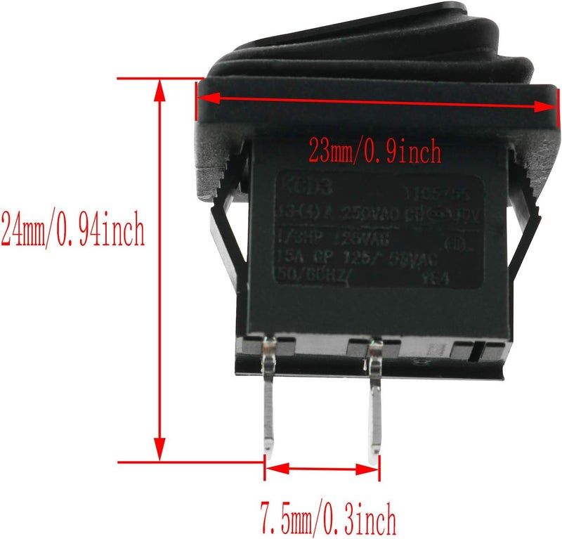 AXLIZER Waterproof Rocker Toggle Switch Waterproof Rocker Switch, Black - Image 5