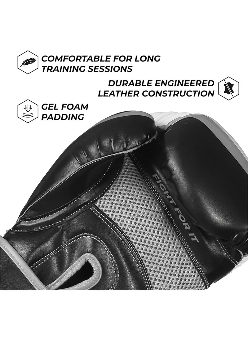 Sanabul  - Essential Gel Boxing Gloves | Pro-Tested Kickboxing Gloves for Men and Women | Ideal for Boxing, MMA, Muay Thai, and Heavy Bag Training Black/Metallic Silver - Image 1