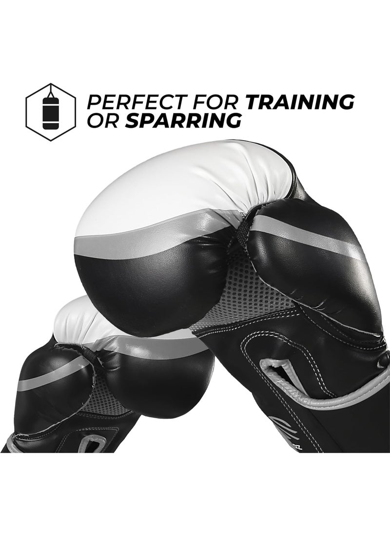 Sanabul  - Essential Gel Boxing Gloves | Pro-Tested Kickboxing Gloves for Men and Women | Ideal for Boxing, MMA, Muay Thai, and Heavy Bag Training Black/Metallic Silver - Image 1