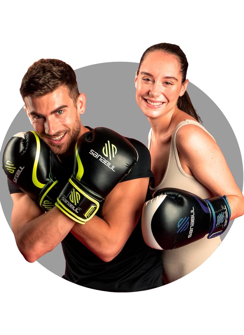 Sanabul  - Essential Gel Boxing Gloves | Pro-Tested Kickboxing Gloves for Men and Women | Ideal for Boxing, MMA, Muay Thai, and Heavy Bag Training Black/Metallic Silver - Image 1