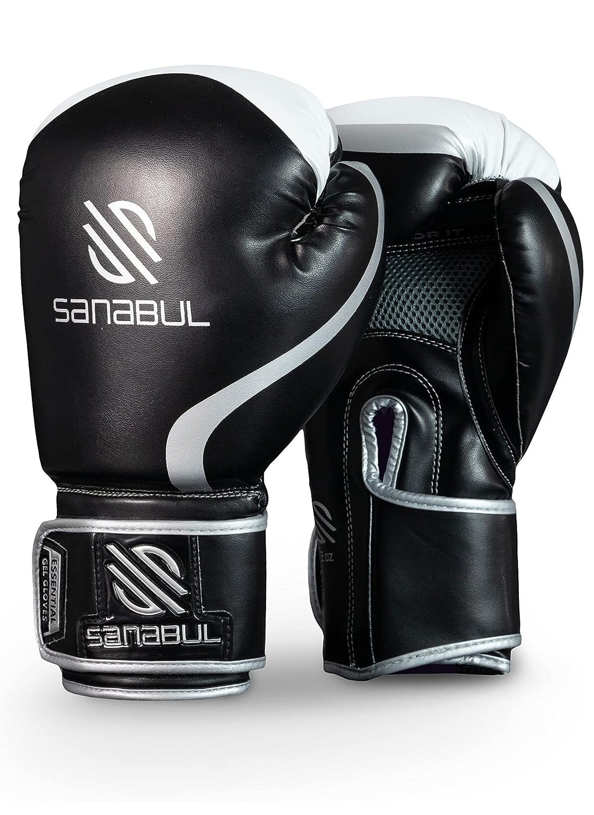 Essential Gel Boxing Gloves | Pro-Tested Kickboxing Gloves for Men and Women | Ideal for Boxing, MMA, Muay Thai, and Heavy Bag Training Black/Metallic Silver 