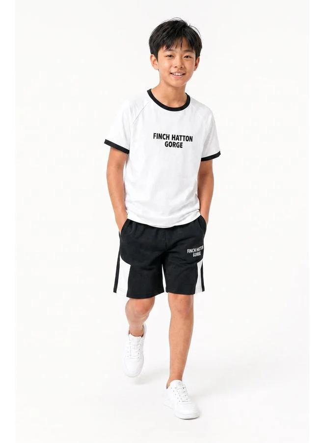 Perendi Boys' Raglan Sleeve Printed Shorts Set.