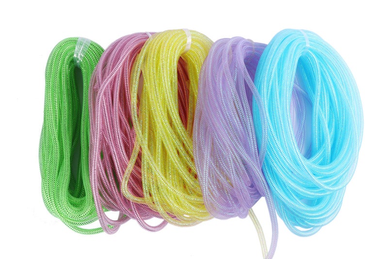 YYCRAFT 75 Yards Mesh Tube for Craft Deco Flex for Wreaths Cyberlox CRIN Crafts 8mm 38Inch Easter Day5 Colors